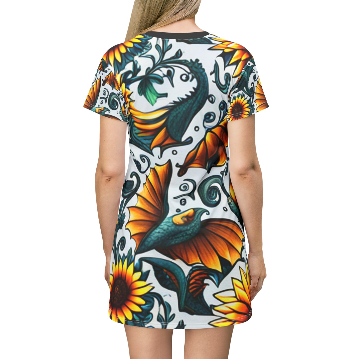 T-Shirt Dress (AOP) Sacrificial Lamb Club Merch, COA Series.