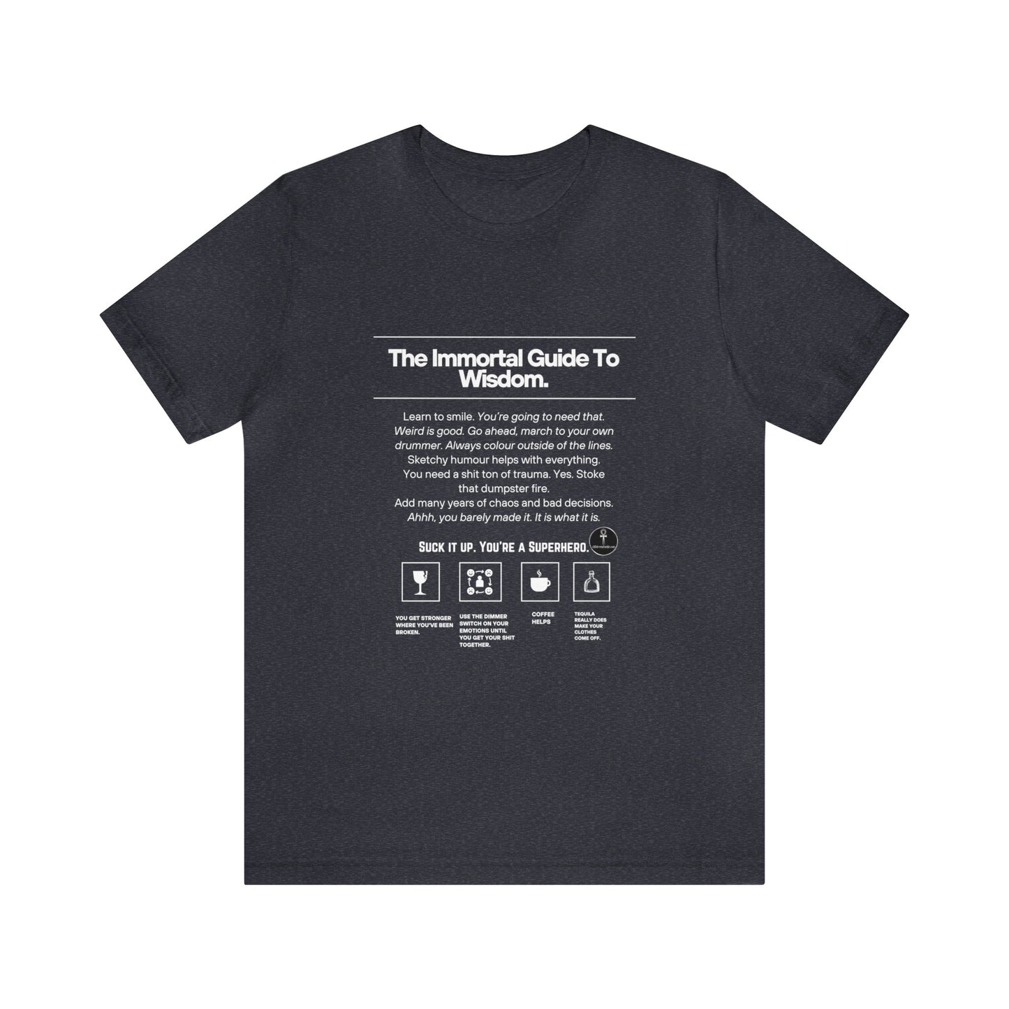 Unisex Jersey Short Sleeve Tee, Motivational Quotes, The Immortal Guide To Wisdom, Children Of Ankh Universe Merch, COA Series Merch,