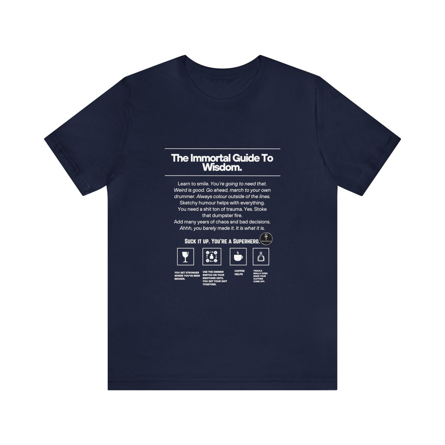 Unisex Jersey Short Sleeve Tee, Motivational Quotes, The Immortal Guide To Wisdom, Children Of Ankh Universe Merch, COA Series Merch,