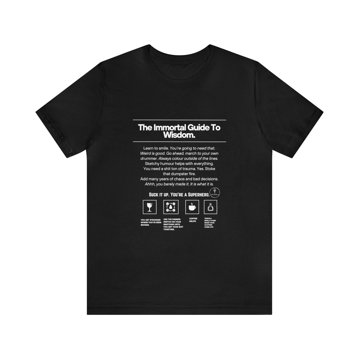 Unisex Jersey Short Sleeve Tee, Motivational Quotes, The Immortal Guide To Wisdom, Children Of Ankh Universe Merch, COA Series Merch,