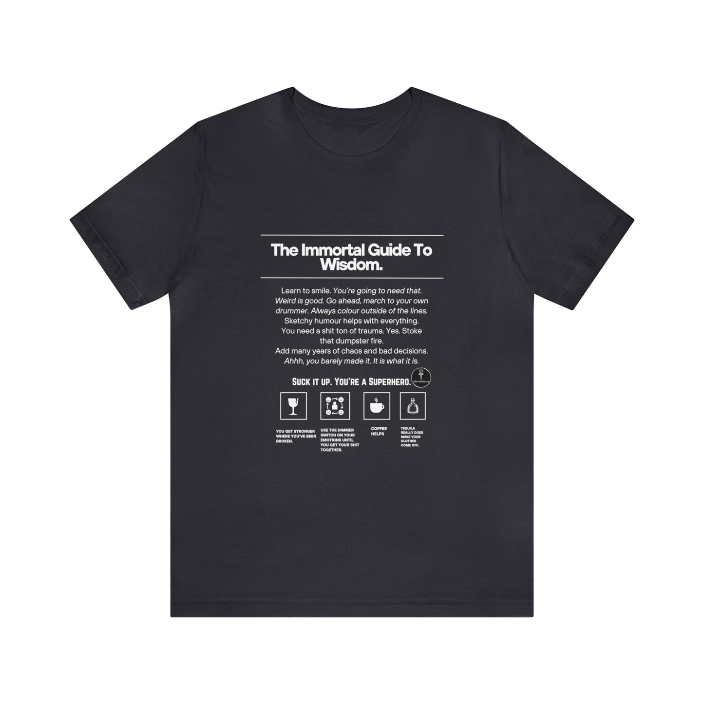 Unisex Jersey Short Sleeve Tee, Motivational Quotes, The Immortal Guide To Wisdom, Children Of Ankh Universe Merch, COA Series Merch,