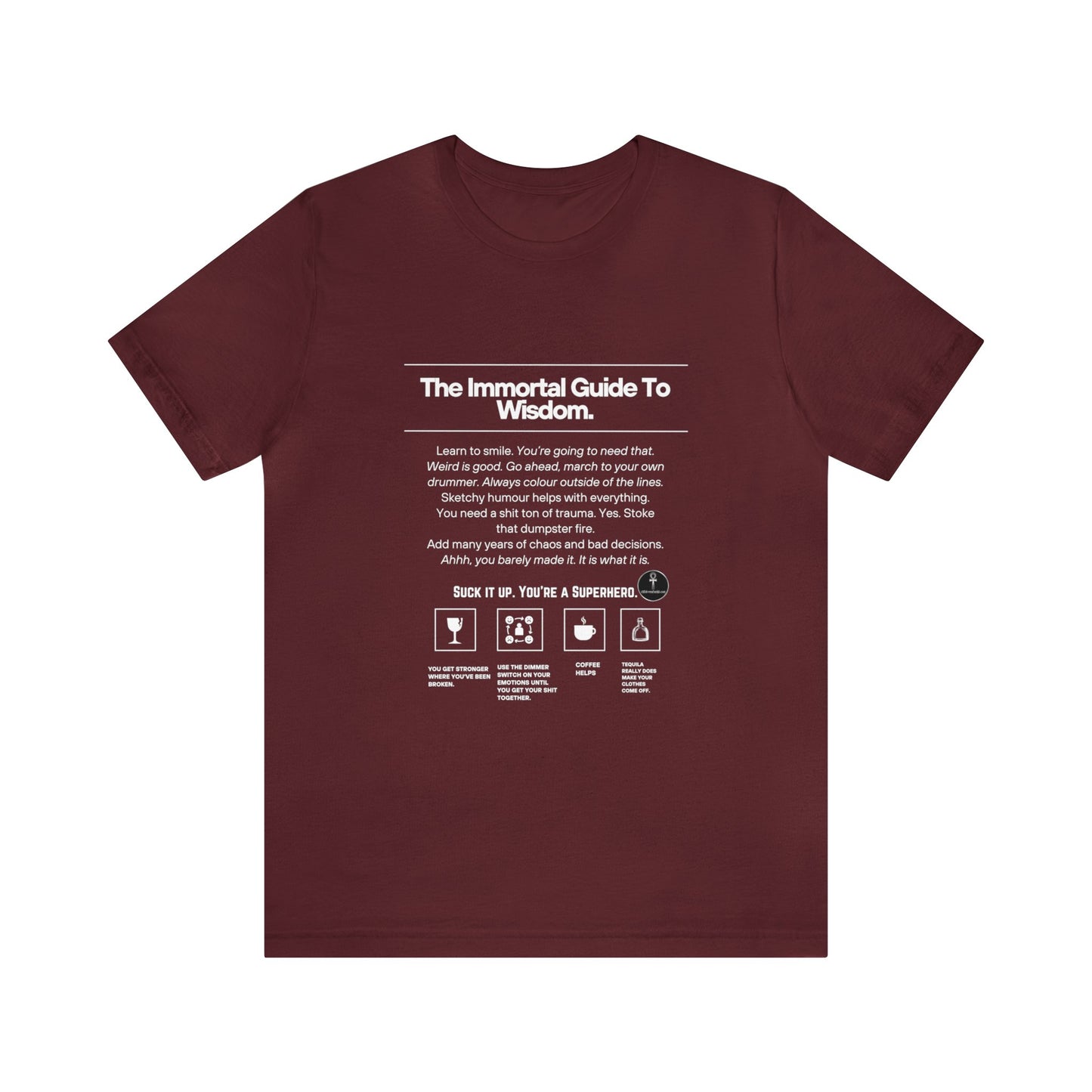 Unisex Jersey Short Sleeve Tee, Motivational Quotes, The Immortal Guide To Wisdom, Children Of Ankh Universe Merch, COA Series Merch,